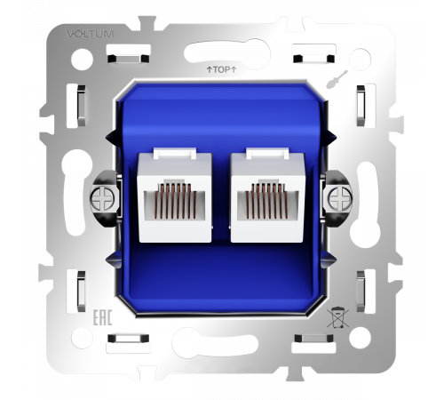 Механизм розетки компьютерной двойной RJ45+RJ45 кат.6 Voltum S70 VLS0602M