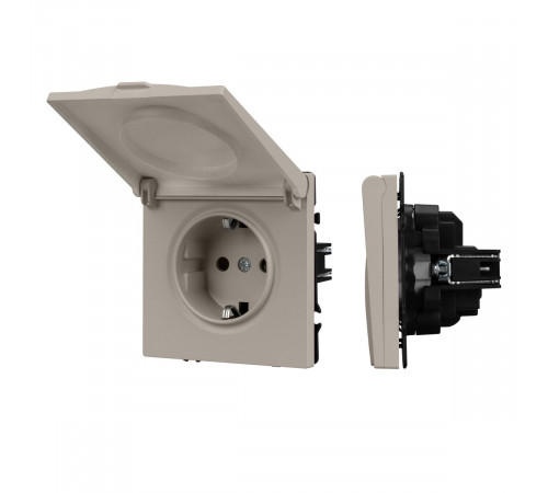 Розетка зк со шторками и крышкой софт-тач кашемир Arlight SCT-MCP-SFPL-CA (250V, 16A) 059440(1)
