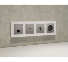 Комплект механизма компьютерной розетки RJ-45 экранированной с автоматической защитной шторкой Alfa Сталь матовый Quant Ambrella Volt MA512005 (AP5120, VM185)