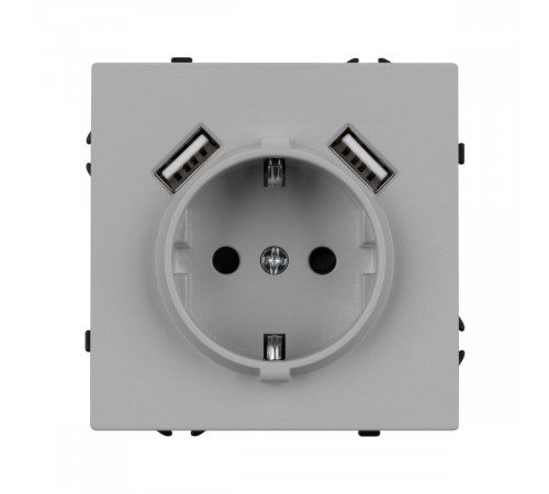 Розетка зк со шторками с USB тип А+А софт-тач никель Arlight SCT-MUAA-SFPL-IS (250V, 16A) 059443(1)