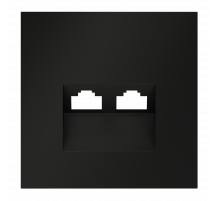 Накладка для розетки компьютерной двойной RJ45+RJ45 кат.6 Voltum S70 (черный матовый) VLS001408