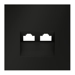 Накладка для розетки компьютерной двойной RJ45+RJ45 кат.6 Voltum S70 (черный матовый) VLS001408