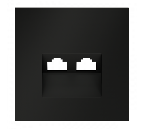 Накладка для розетки компьютерной двойной RJ45+RJ45 кат.6 Voltum S70 (черный матовый) VLS001408