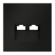 Накладка для розетки компьютерной двойной RJ45+RJ45 кат.6 Voltum S70 (черный матовый) VLS001408