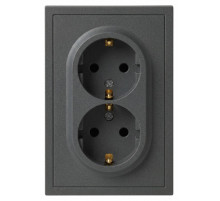 Розетка Эра Galaxy 15-2104-06 с заземлением двойная 2X2P+E Schuko 16А-250В IP20 графит Б0070687