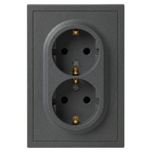 Розетка Эра Galaxy 15-2104-06 с заземлением двойная 2X2P+E Schuko 16А-250В IP20 графит Б0070687