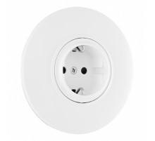 Розетка круглая с/з и шторками и рамкой Arte Milano SET08-1-40-1 white