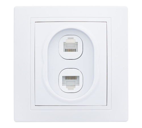 Розетка телефонная RJ11 + компьютерная RJ45 скрытой установки IP20, белая 