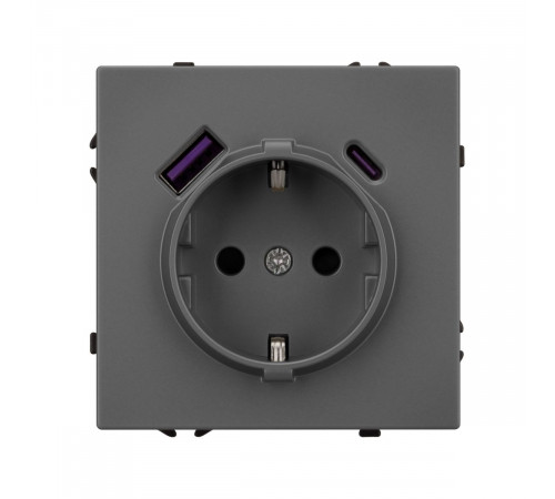 Розетка зк со шторками с USB тип А+С софт-тач серый базальт Arlight SCT-MUAC-SFPL-GR (250V, 16A) 054287(1)