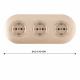 Круглая розетка тройная (трехпостовая) с/з и шторками Arte Milano SET08-3-40-1x3 shampan