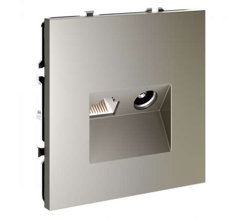 Розетка телевизионная встраиваемая Voltum S70 TV+RJ45 кат. 6, (шелк) VLS060704