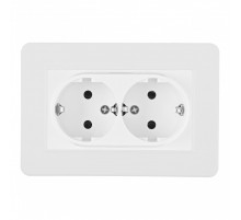 Розетка двойная с/з и шторками Arte Milano SET16-double-40-2 white