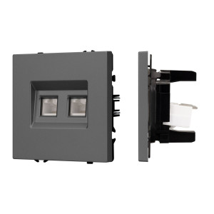 Механизм сдвоенной телефонной розетки Arlight SCT-NOBE-MTL2-SFPL-GR (RJ-11, 4C) (Серый базальт) 054311