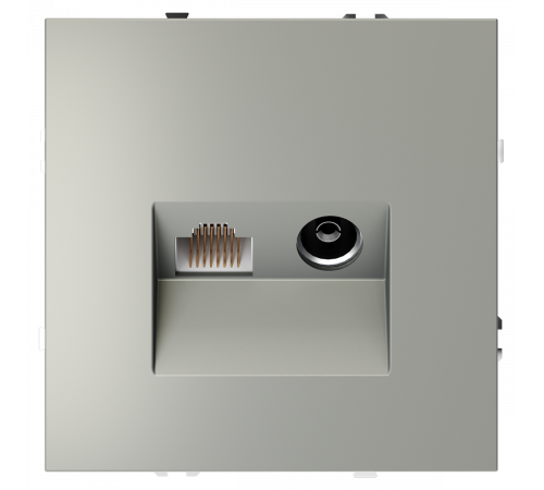 Розетка телевизионная встраиваемая Voltum S70 TV+RJ45 кат. 6, (сталь) VLS060705