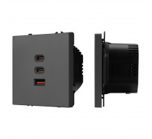 USB Розетка тип А+С+С софт-тач серый базальт Arlight SCT-MUACC-SFPL-FC-GR (65W, QC3) 061837(1)