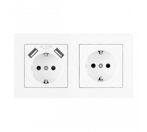 Розетка двойная (двухпостовая) c USB Arte Milano SET06-2-47-1-40-1 white Розетка двойная (двухпостовая) c USB Arte Milano SET06-2-47-1-40-1 white