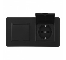 Розетка двойная (двухпостовая) с/з и шторками Arte Milano SET16-2-41-1x2 black