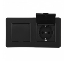 Розетка двойная (двухпостовая) с/з и шторками Arte Milano SET16-2-41-1x2 black
