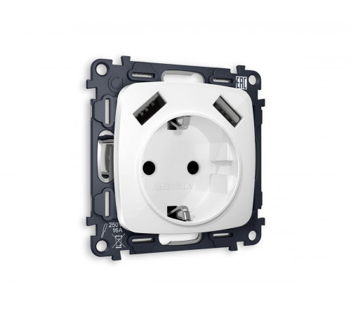 Комплект механизма электрической розетки USB A+A 18W Ambrella Volt Omega (OP1090, VM155) MO109010 Комплект механизма электрической розетки USB A+A 18W Ambrella Volt Omega (OP1090, VM155) MO109010