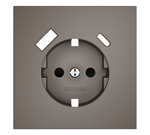 Накладка для розетки с заземлением и защитными шторками, с USB A+C Voltum S70 (капучино) VLS001014