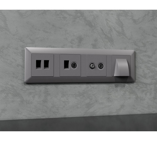 Комплект механизма компьютерной двойной розетки RJ-45 Ambrella Volt MA512110 (8P8C) CAT6 с автоматической защитной шторкой Alfa Сталь матовый Quant Комплект механизма компьютерной двойной розетки RJ-45 Ambrella Volt MA512110 (8P8C) CAT6 с автоматической защитной шторкой Alfa Сталь матовый Quant