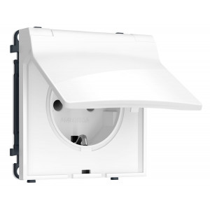 Комплект механизма электрической розетки SIGMA Белый глянец 50Hz 2P+E с/з с/ш и крышкой IP44 16A-250V QUANT PRO Ambrella Volt MS108010 (SP1080, PR141)