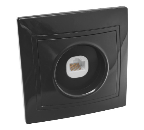Розетка компьютерная RJ45 скрытой установки IP20, черная 