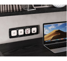 Комплект механизма компьютерной розетки Ambrella Volt RJ-45 (8P8C) CAT6A экранированной с автоматической защитной шторкой OMEGA MO212005 Жемчуг QUANT (OP2120, VM185)