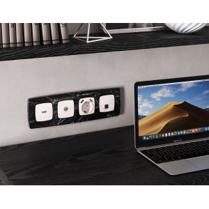 Комплект механизма компьютерной розетки Ambrella Volt RJ-45 (8P8C) CAT6A экранированной с автоматической защитной шторкой OMEGA MO212005 Жемчуг QUANT (OP2120, VM185)