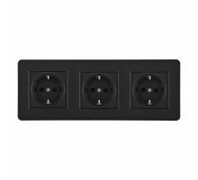 Розетка тройная (трехпостовая) с/з и шторками Arte Milano SET16-3-40-1x3 black