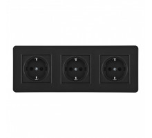 Розетка тройная (трехпостовая) с/з и шторками Arte Milano SET16-3-40-1x3 black