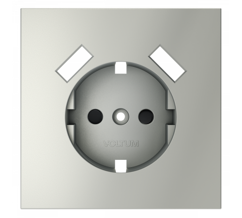 Накладка для розетки с заземлением и защитными шторками, с USB A+A Voltum S70 (сталь) VLS000905