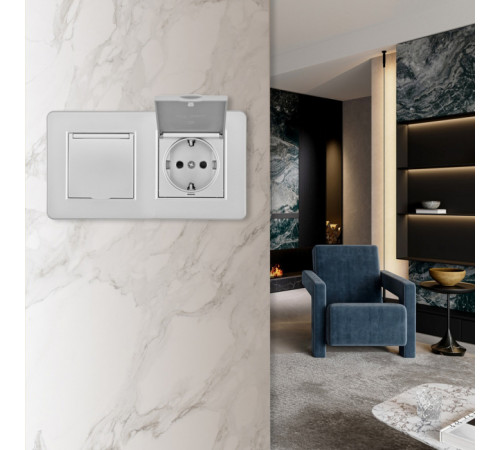 Розетка Arte Milano SET16-2-41-1x2 silver Розетка Arte Milano SET16-2-41-1x2 silver