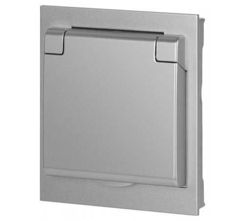 Розетка Эра Arktik 16-2103-03 с заземлением 2P+E Schuko со шторками с крышкой 16А-250В алюминий Б0070436