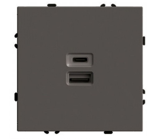 Розетка 2-местная USB + Type C (механизм) Stekker Эмили 250В 20W RST10-5115-09 антрацит soft touch 49931 Розетка 2-местная USB + Type C (механизм) Stekker Эмили 250В 20W RST10-5115-09 антрацит soft touch 49931