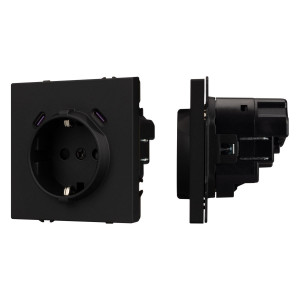 Механизм розетки с USB зарядкой Arlight SCT-NOBE-MUCC-SFPL-BK (230V, 16A) 061813