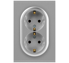 Розетка Эра Arktik 16-2105-03 двойная с заземлением 2X2P+E Schuko со шторками 16А-250В алюминий Б0070456