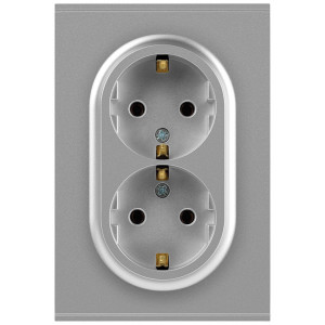 Розетка Эра Arktik 16-2105-03 двойная с заземлением 2X2P+E Schuko со шторками 16А-250В алюминий Б0070456