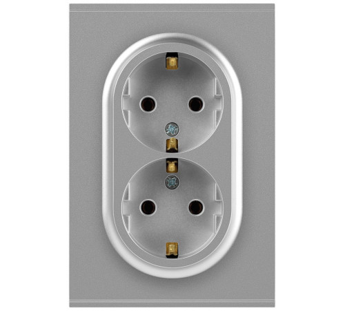 Розетка Эра Arktik 16-2105-03 двойная с заземлением 2X2P+E Schuko со шторками 16А-250В алюминий Б0070456