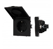 Розетка зк со шторками и крышкой софт-тач черный оникс Arlight SCT-MCP-SFPL-BK (250V, 16A) 054281(1)