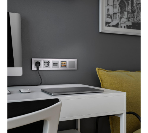 Розетка двойная Ethernet RJ-45 Werkel серебряный W1181106 4690389156489