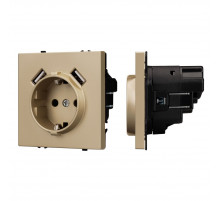 Розетка зк со шторками с USB тип А+А софт-тач золотой песок Arlight SCT-MUAA-SFPL-GD (250V, 16A) 054290(1)