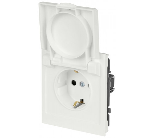Розетка Эра Arktik 16-2103-08 с заземлением 2P+E Schuko со шторками с крышкой 16А-250В белый матовый Б0070441