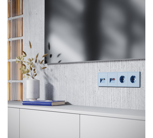 Накладка для розетки TV+RJ45 кат. 6 Voltum S70 (деним) VLS002715