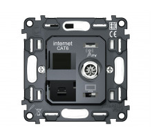 Механизм розетки компьютерной + TV оконечной RJ-45 (8P8C) CAT6/50-870 MHz 1dB с автоматической защитной шторкой QUANT Ambrella Volt VM195