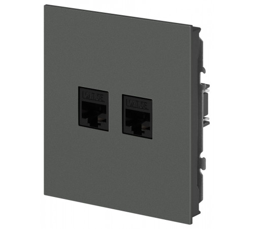 Розетка Эра Arktik 16-3108-06 информационная двойная 2XRJ45 графит Б0070489