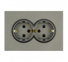 Розетка 2-местная с защитной шторкой Stekker Эмили с/з 250В 16А RST16-5114-09 антрацит soft touch 49934