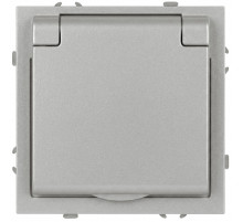 Розетка Эра Galaxy 15-2103-03 c заземлением 2P+E Schuko со шторками с крышкой 16А-250В IP20 алюминий Б0070662