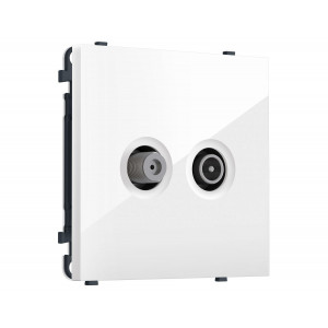Комплект механизма розетки TV оконечной + SAT SIGMA Белый глянец 5-862MHz 3.5dB/950-2150MHz 3.8dB QUANT PRO Ambrella Volt MS113310 (SP1133, PR217)