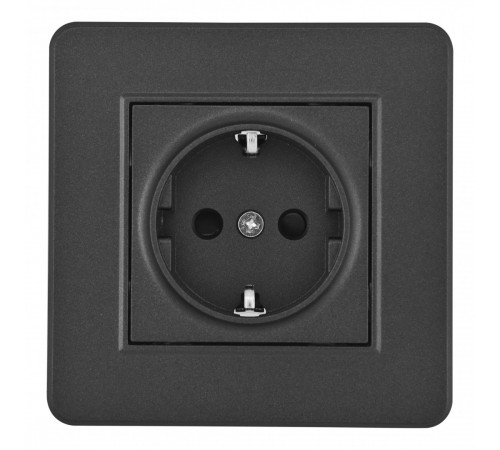 Комплект розетки с/з и шторками и рамкой Arte Milano SET16-1-40-1 black